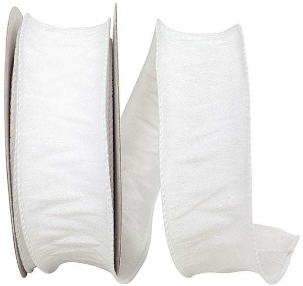 Dupioni Supreme Wired Edge Ribbon | White – 7/8", 1.5", & 2.5" Widths | 10 YDS