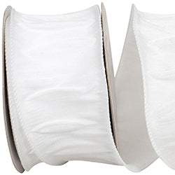Dupioni Supreme Wired Edge Ribbon | White – 7/8", 1.5", & 2.5" Widths | 10 YDS