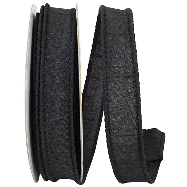 Dupioni Supreme Wired Edge Ribbon | Black – 7/8", 1.5", & 4" Widths | 10 Yards Each