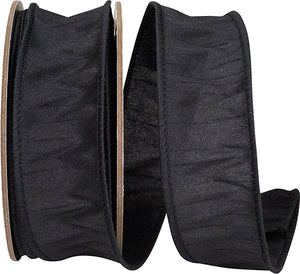 Dupioni Supreme Wired Edge Ribbon | Black – 7/8", 1.5", & 4" Widths | 10 Yards Each