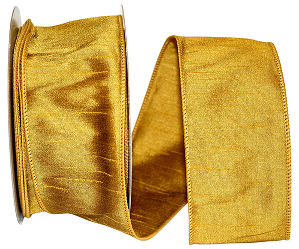 Dupioni Supreme Wired Edge Ribbon | Gold – 2.5" Widths | 20 YDS