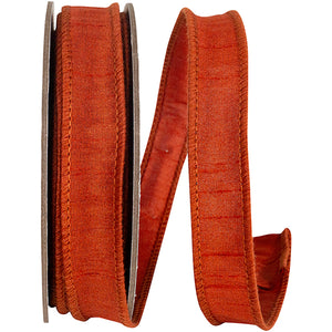 Dupioni Supreme Wired Edge Ribbon | Rust – 7/8", 2.5", & 4" Widths | 10 YDS