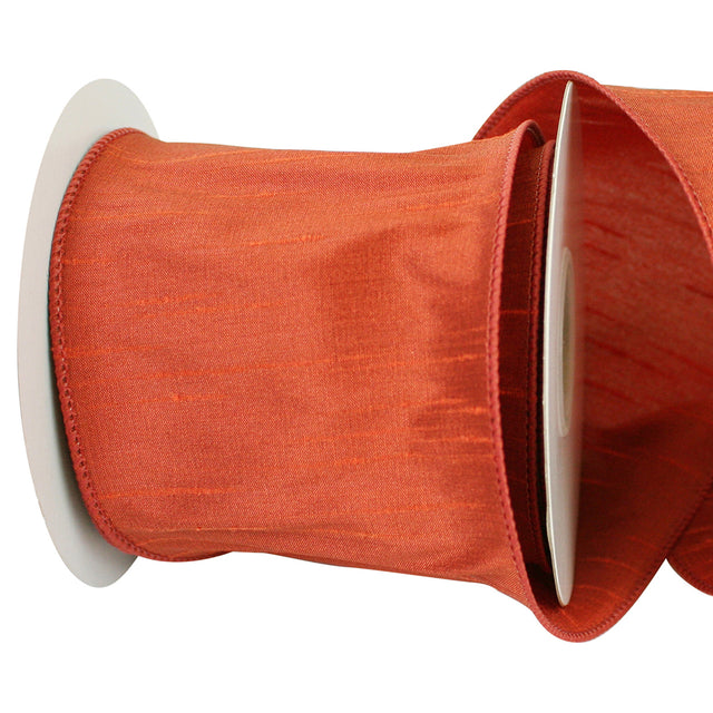 Dupioni Supreme Wired Edge Ribbon | Rust – 7/8", 2.5", & 4" Widths | 10 YDS