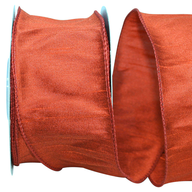 Dupioni Supreme Wired Edge Ribbon | Rust – 7/8", 2.5", & 4" Widths | 10 YDS
