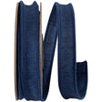7/8 inch navy blue Dupioni Supreme wired edge ribbon with a textured finish
