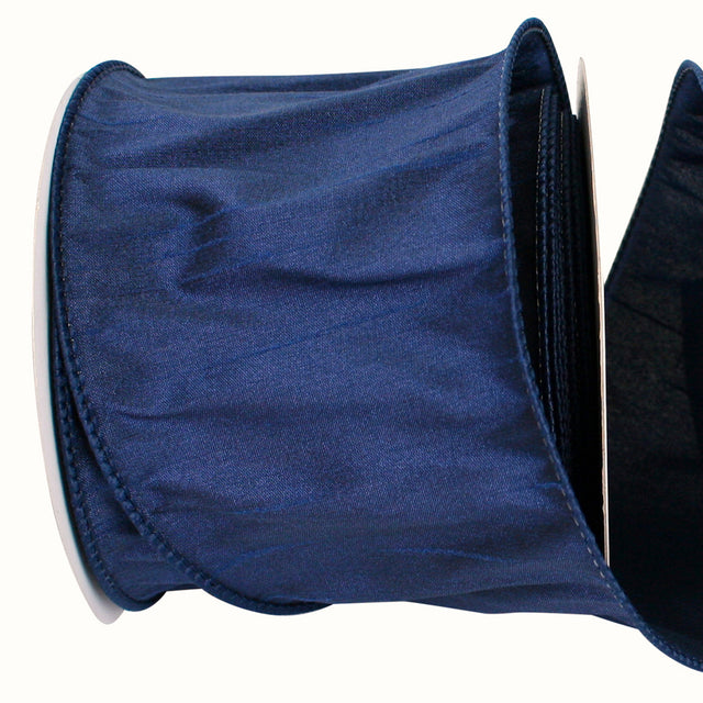 Dupioni Supreme Wired Edge Ribbon | Navy Blue | 7/8", 1.5", & 4" Widths | 10 YDS | 20YDS