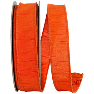 Orange Dupioni Supreme Wired Ribbon | 7/8", 1.5", & 4" Widths | 10 YDS Each