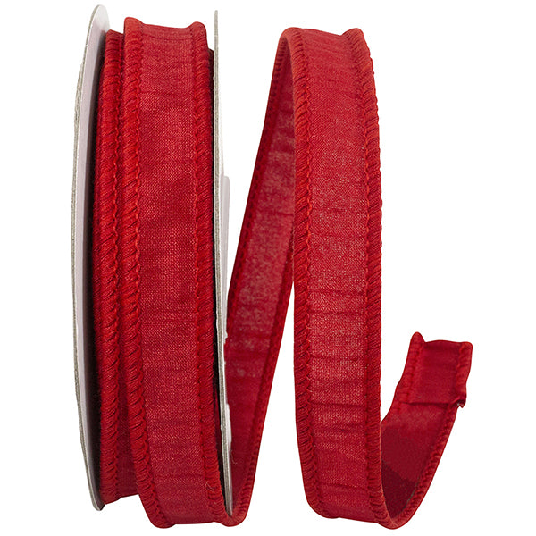 Dupioni Supreme Wired Edge Ribbon | Red – 7/8", 1.5", 2.5" & 4" Widths | 10 or 50 YDS