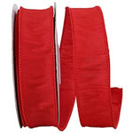 Dupioni Supreme Wired Edge Ribbon | Red – 7/8", 1.5", 2.5" & 4" Widths | 10 or 50 YDS
