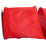 Dupioni Supreme Wired Edge Ribbon | Red – 7/8", 1.5", 2.5" & 4" Widths | 10 or 50 YDS