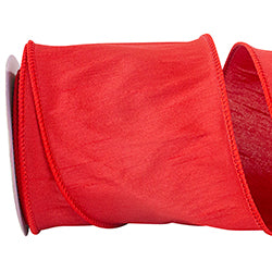 Dupioni Supreme Wired Edge Ribbon | Red – 7/8", 1.5", 2.5" & 4" Widths | 10 or 50 YDS