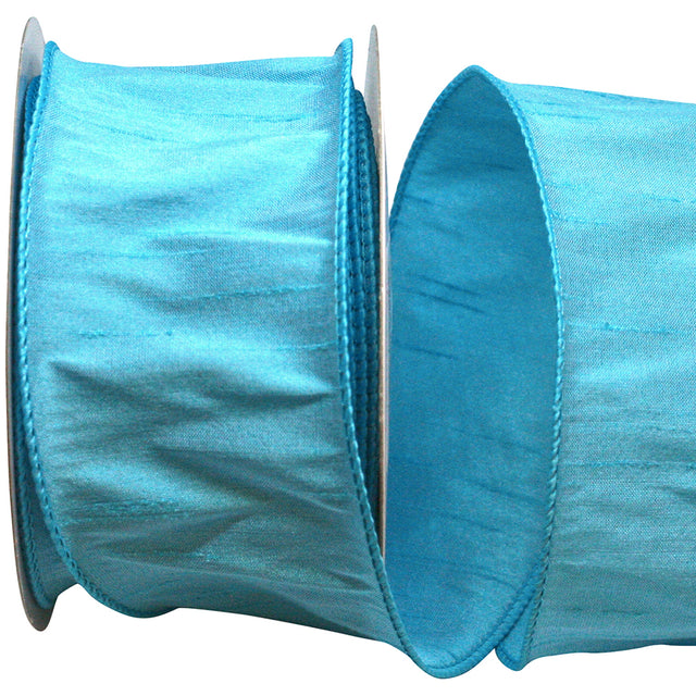 Dupioni Supreme Wired Edge Ribbon | Aqua | 2.5" Width | 10 YDS