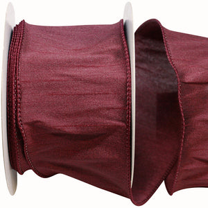 Dupioni Supreme Wired Edge Ribbon | Burgundy | 2.5" & 4" Width | 10 YDS