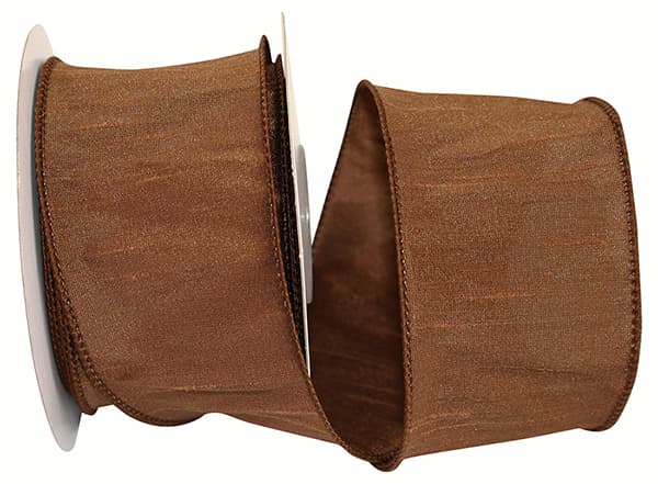 Dupioni Supreme Wired Edge Ribbon | Brown | 2.5" Width | 10 YDS
