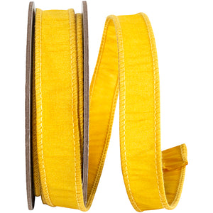 Golden Yellow Dupioni Supreme Wired Edge Ribbon | Available in 7/8" & 1.5" x 10YDS