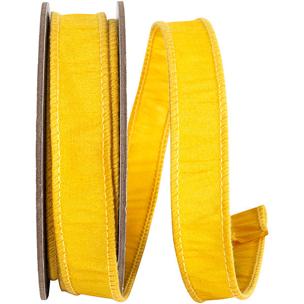 Golden Yellow Dupioni Supreme Wired Edge Ribbon | Available in 7/8" & 1.5" x 10YDS
