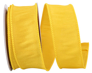 Golden Yellow Dupioni Supreme Wired Edge Ribbon | Available in 7/8" & 1.5" x 10YDS