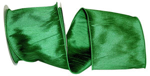 Dupioni Supreme Wired Edge Ribbon | Emerald Green – 1.5", 2.5", & 4" Widths | 10 or 50 YDS