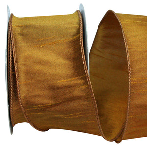 Dupioni Supreme Wired Edge Ribbon | Antique Gold – 1.5" & 2.5" Widths | 20 YDS