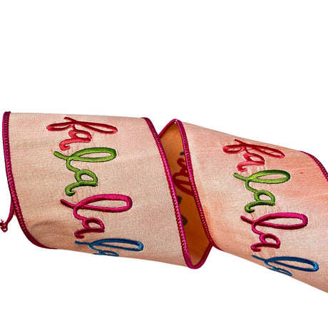 Peach Faux Dupioni- Multi Color Fa La La La, additional view