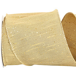 4" X 10 YD Glitter Dupioni Wired Ribbon | Champagne