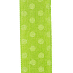 2.5"X10YDS Lime&White Jumbo Dots Linen Wired Edge Ribbon