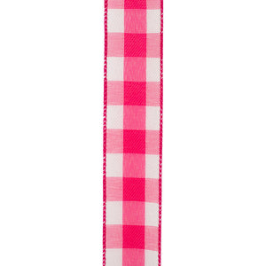 1.5" Fuchsia Celine Check Plaid Twill Wired Edge | 10 Yards
