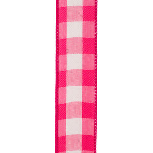 1.5" Fuchsia Celine Check Plaid Twill Wired Edge | 50 Yards