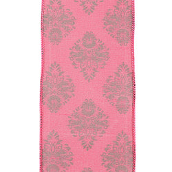 4"X10YDS Pink&Lime Dupioni Florentine Wired Edge Ribbon