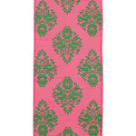 4"X10YDS Pink&Lime Dupioni Florentine Wired Edge Ribbon