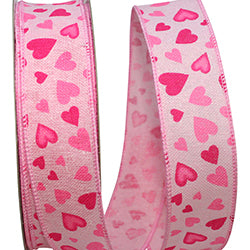 1.5" X 20 YD Hearts Hopsack Wired Ribbon