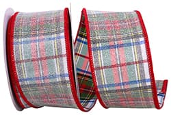 2.5"x10YDS Frosted Steward's Plaid Dupioni Wired Edge Ribbon