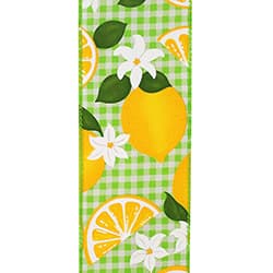 2.5"X10YDS Lemon On Lime Gingham Wired Edge Ribbon