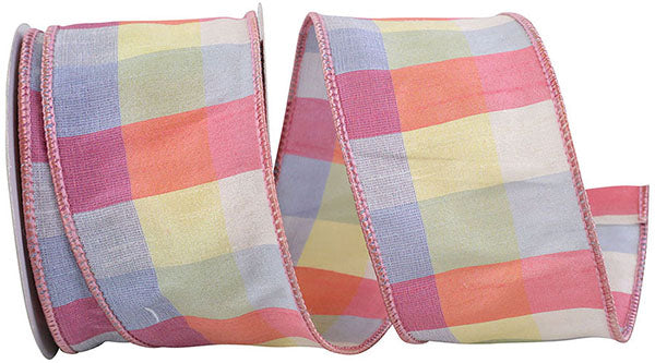 2.5" Sherbert Check | Wired Edge | Ribbon | 10 Yards