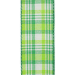 2.5"X10YDS Plaid Linen Emerald Forest Wired Edge Ribbon