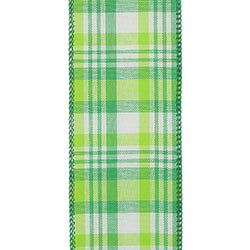 2.5"X10YDS Plaid Linen Emerald Forest Wired Edge Ribbon