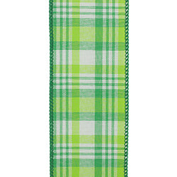 2.5"X10YDS Plaid Linen Emerald Forest Wired Edge Ribbon