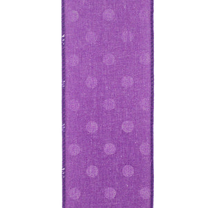 2.5"X10YDS Aspirin Dot Purple Linen Wired Edge Ribbon