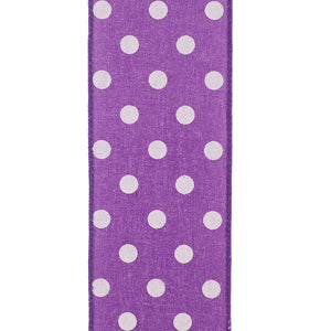 2.5"X10YDS Aspirin Dot Purple Linen Wired Edge Ribbon