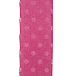 2.5"X10YDS Aspirin Dot Pink Linen Wired Edge Ribbon