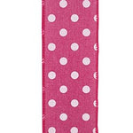 2.5"X10YDS Aspirin Dot Pink Linen Wired Edge Ribbon