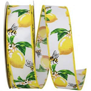 1.5" x 20-yard Lemons, Bees, & Flower Ribbon