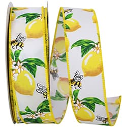 1.5" x 20-yard Lemons, Bees, & Flower Ribbon