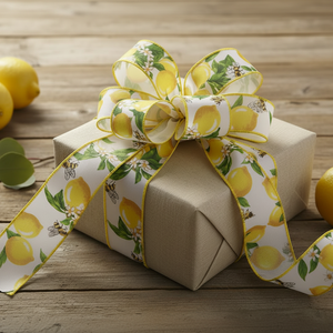 1.5" x 20-yard Lemons, Bees, & Flower Ribbon