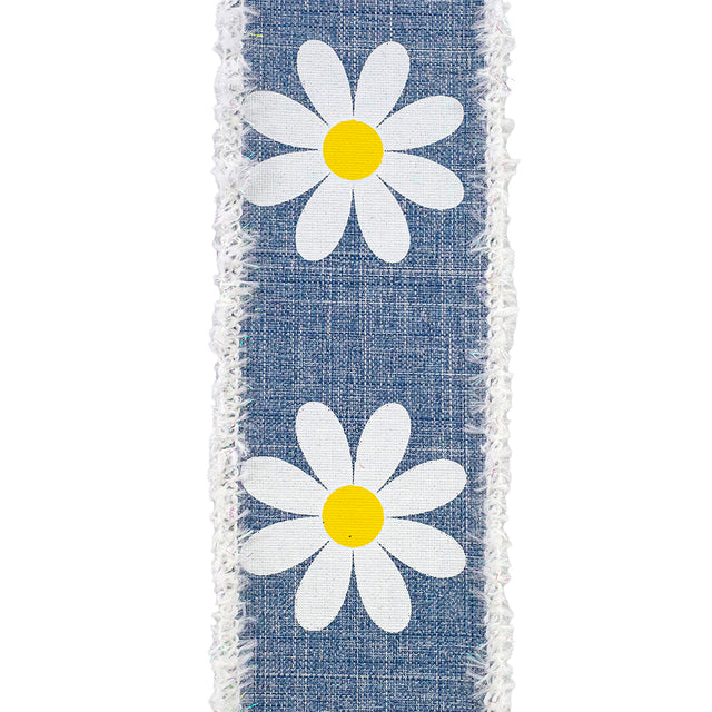 2.5" Daisy Denim Ribbon, 10 Yards