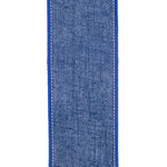 2.5"X10YDS White&Blue Ferns & Branches Wired Edge Ribbon