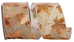 2.5" Metallic Raised Leaf Wired Edge- 10 Yards