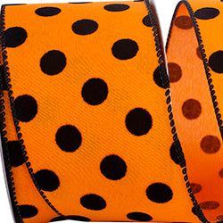 2.5 inch X 10 yards Jumbo Dot Flocked Wired Ribbon