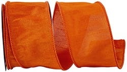 2.5"x10YDS Tangerine Dupioni Wired Edge Ribbon