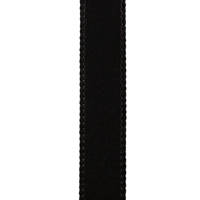 1" Black Velvet Fuzz Wired Edge Ribbon, 10 Yards